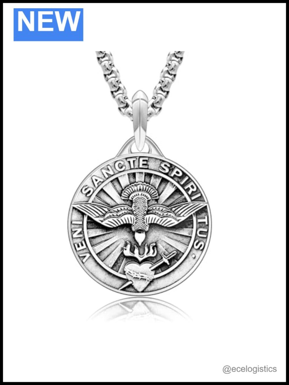 Solid 925 Sterling Silver Holy Spirit Dove Pendant Necklace 24"